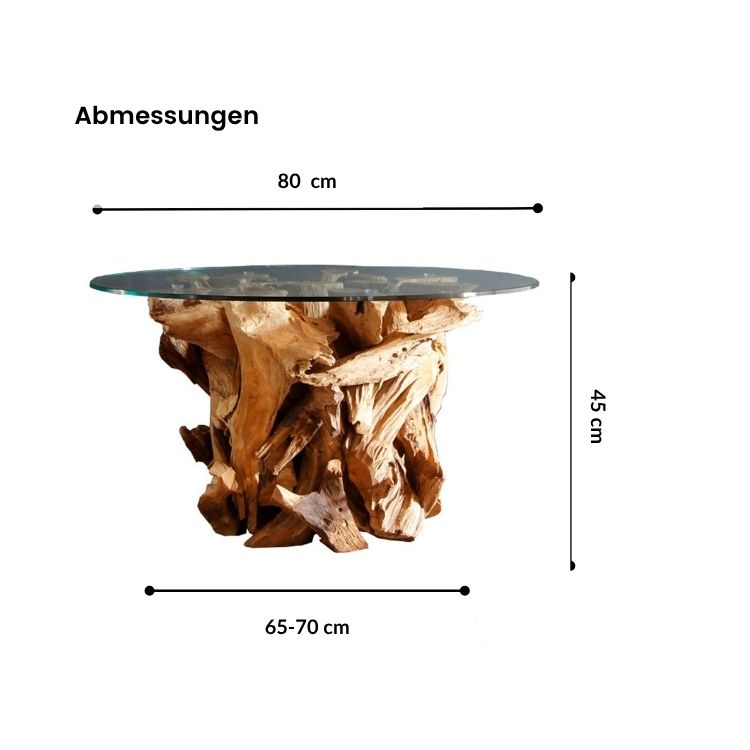 Abmessungen zum Ikal Wurzel Couchtisch