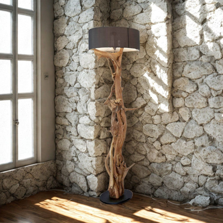 Teakholz Stehlampe der Wurzelholz Möbel Kollektion