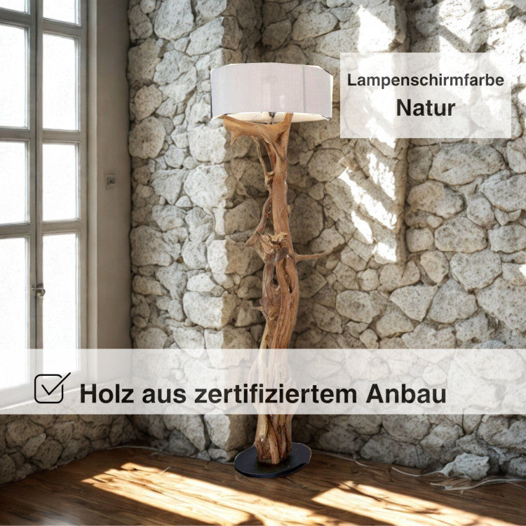 Rustikale Stehlampe aus Holz 180 cm