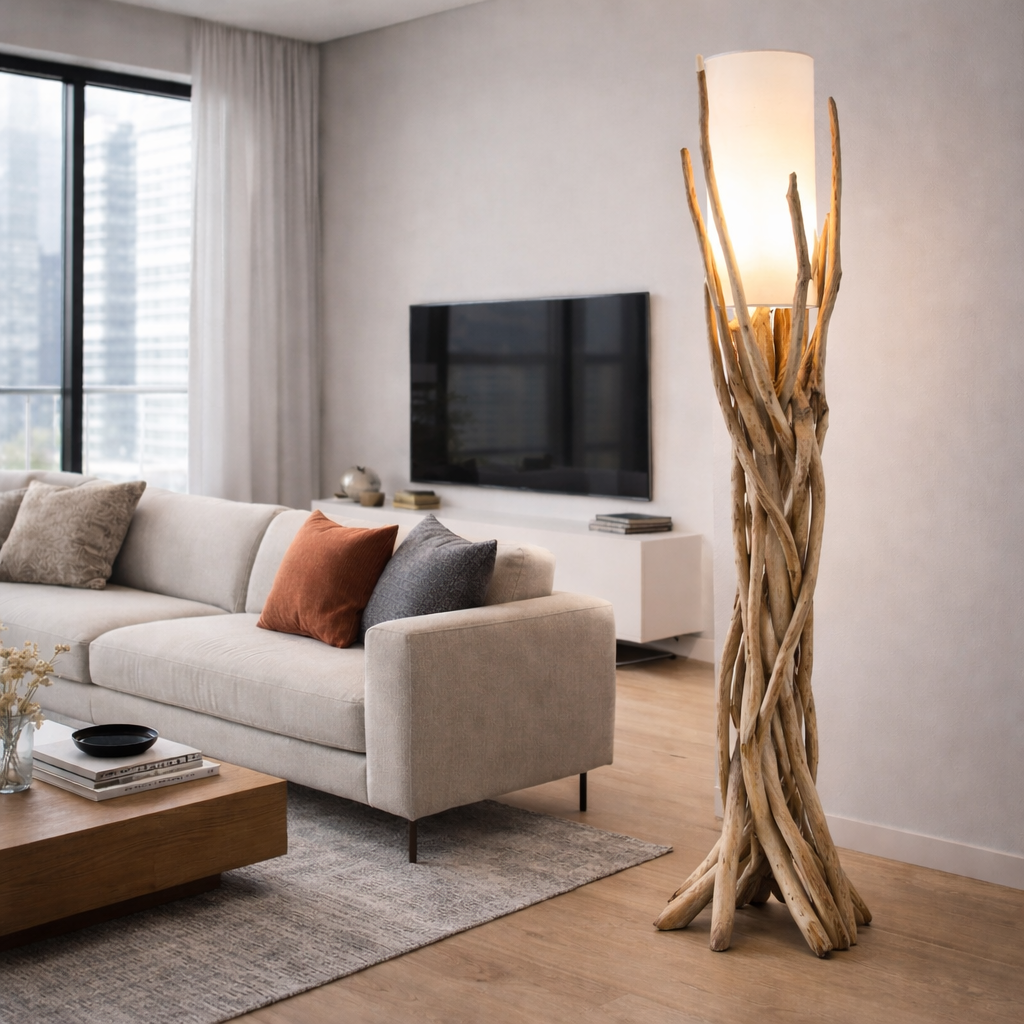 Treibholz Stehlampe VILLA Lampenschirm Natur