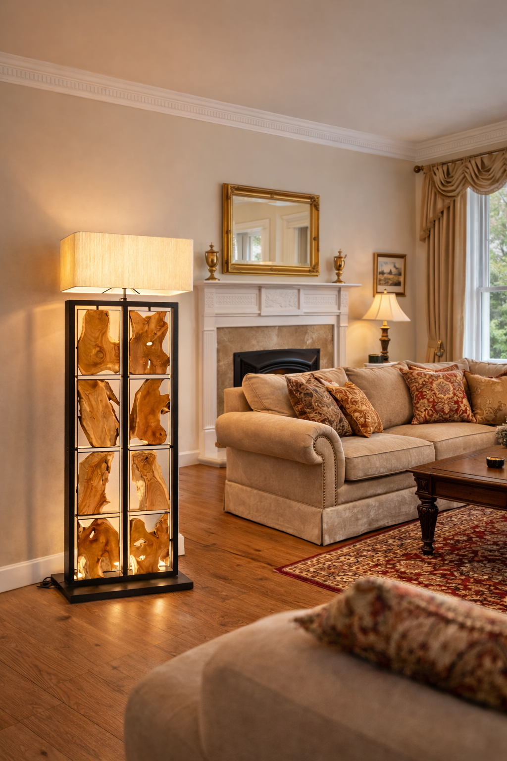 Stehlampe Teakholz RUBIX | Höhe 170 cm