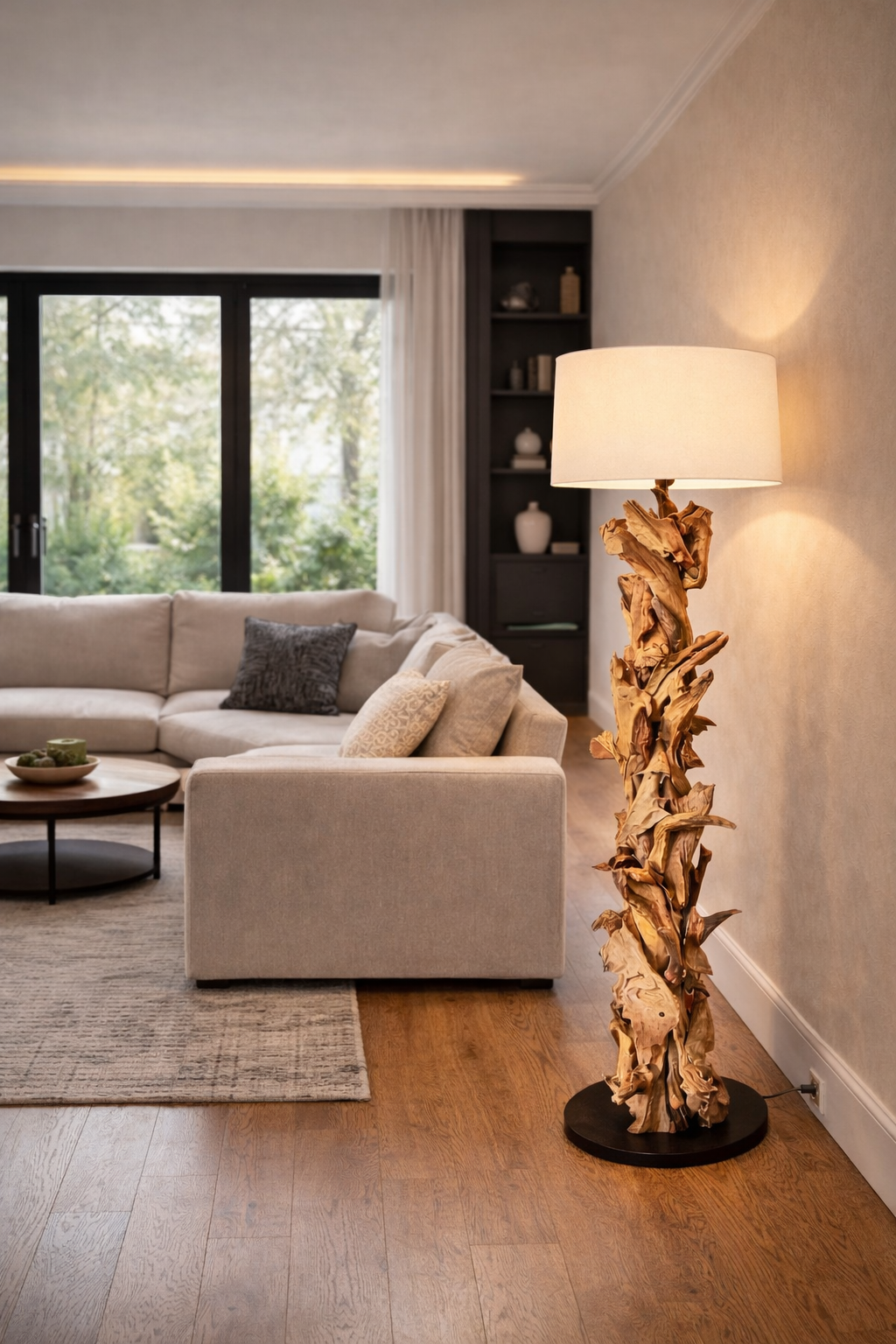 Stehlampe Treibholz CLEON | Höhe 165 cm | Lampenschirm Natur