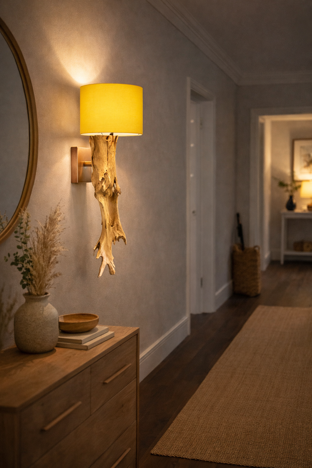 Teakholz Wand Lampe Ranting
