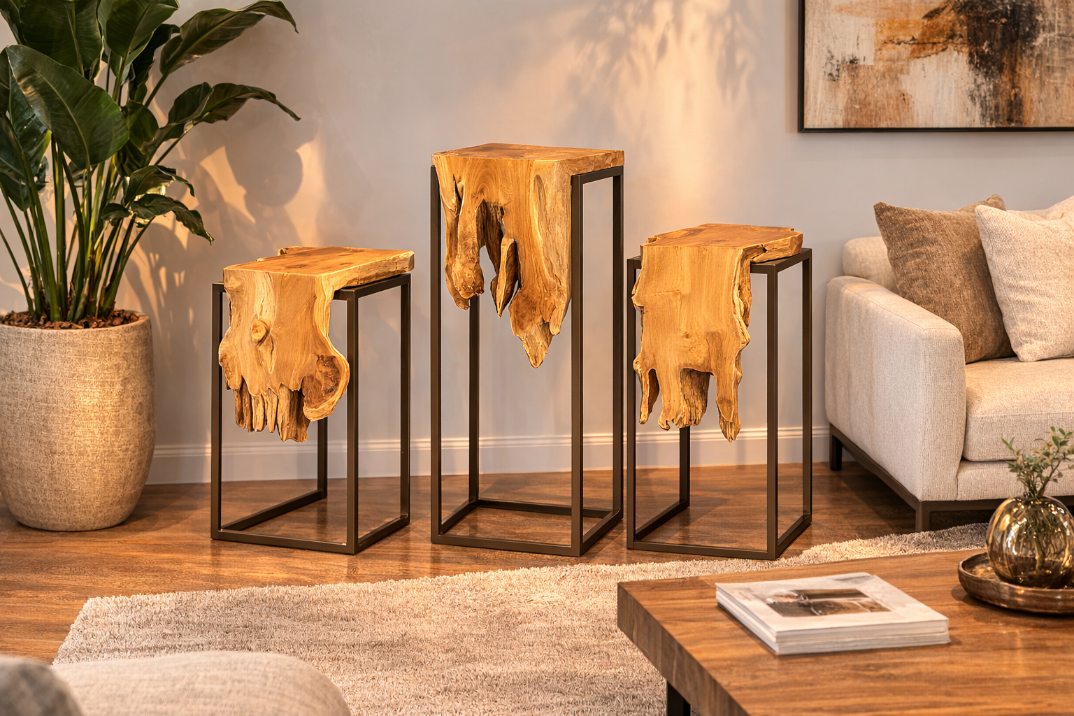 KOBE Design Teakholz Beistelltisch