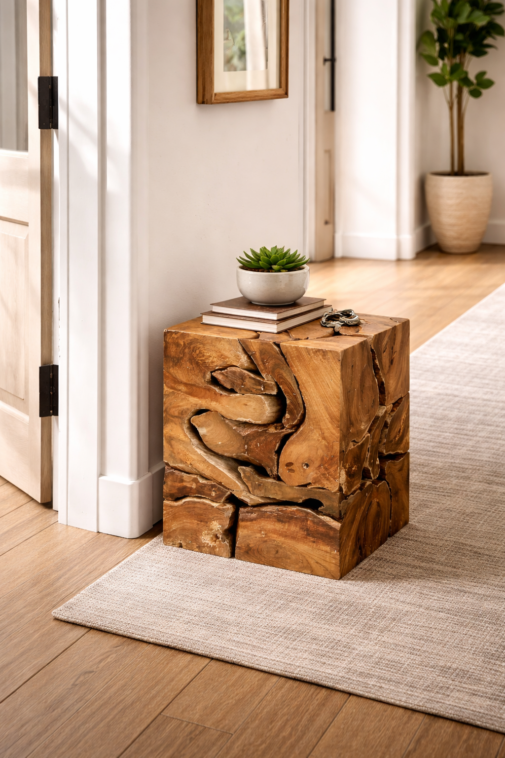 Design Wurzel Holzsäule NAGA Quadrat | Höhe 40 cm