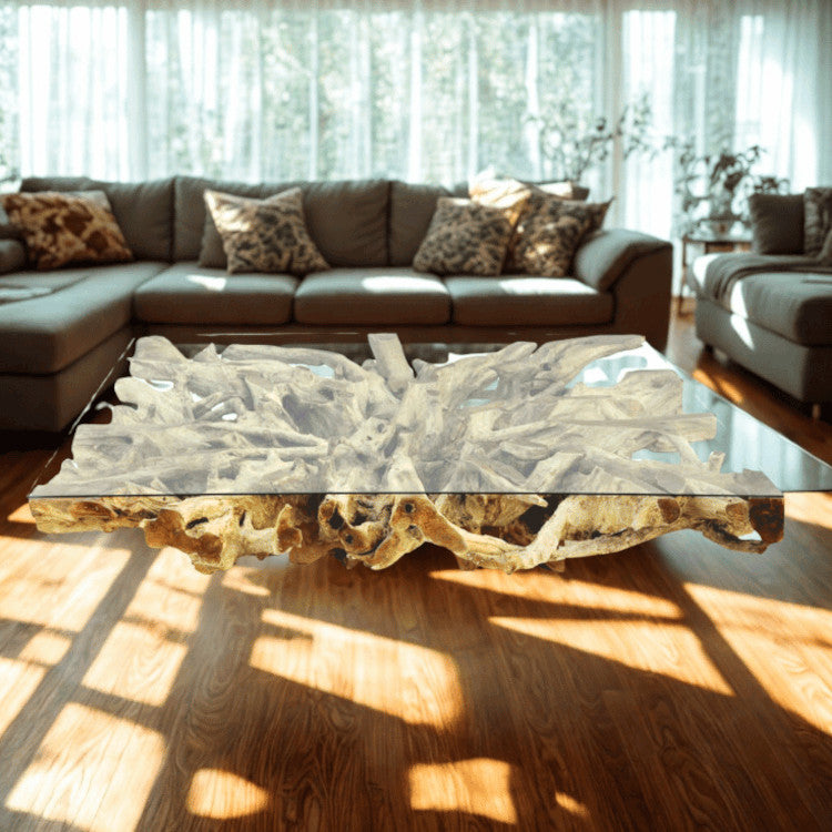 Couchtisch aus Teak Wurzel 150 x 150 cm von Exotischerleben