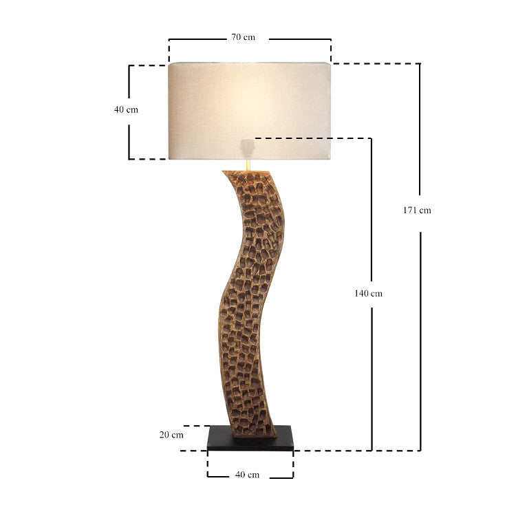 Handmade Stehlampe DELATIA 170cm Leinenschirm