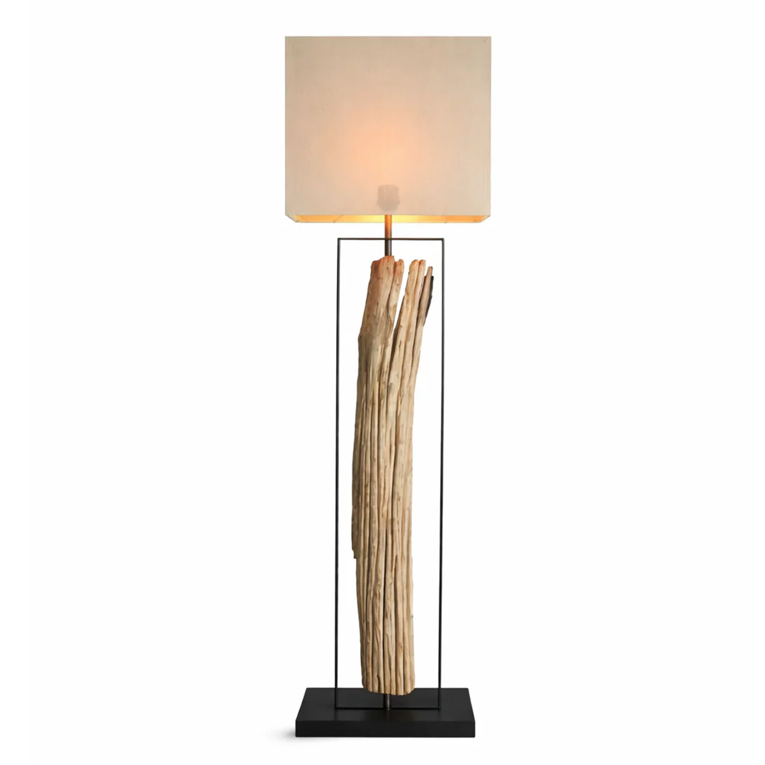 Design Stehlampe WANA 165cm Holzstamm inkl. Lampenschirm Natur