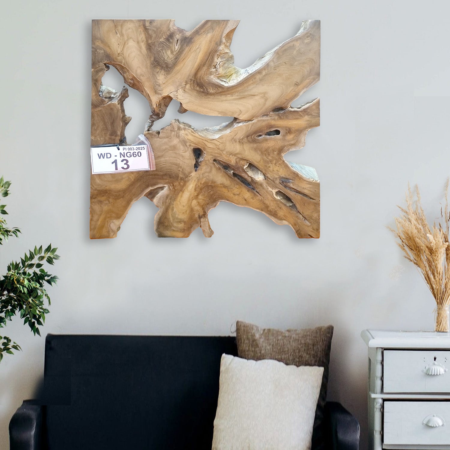 Wandbild NAGA 60cm x 60cm aus Teak Holz