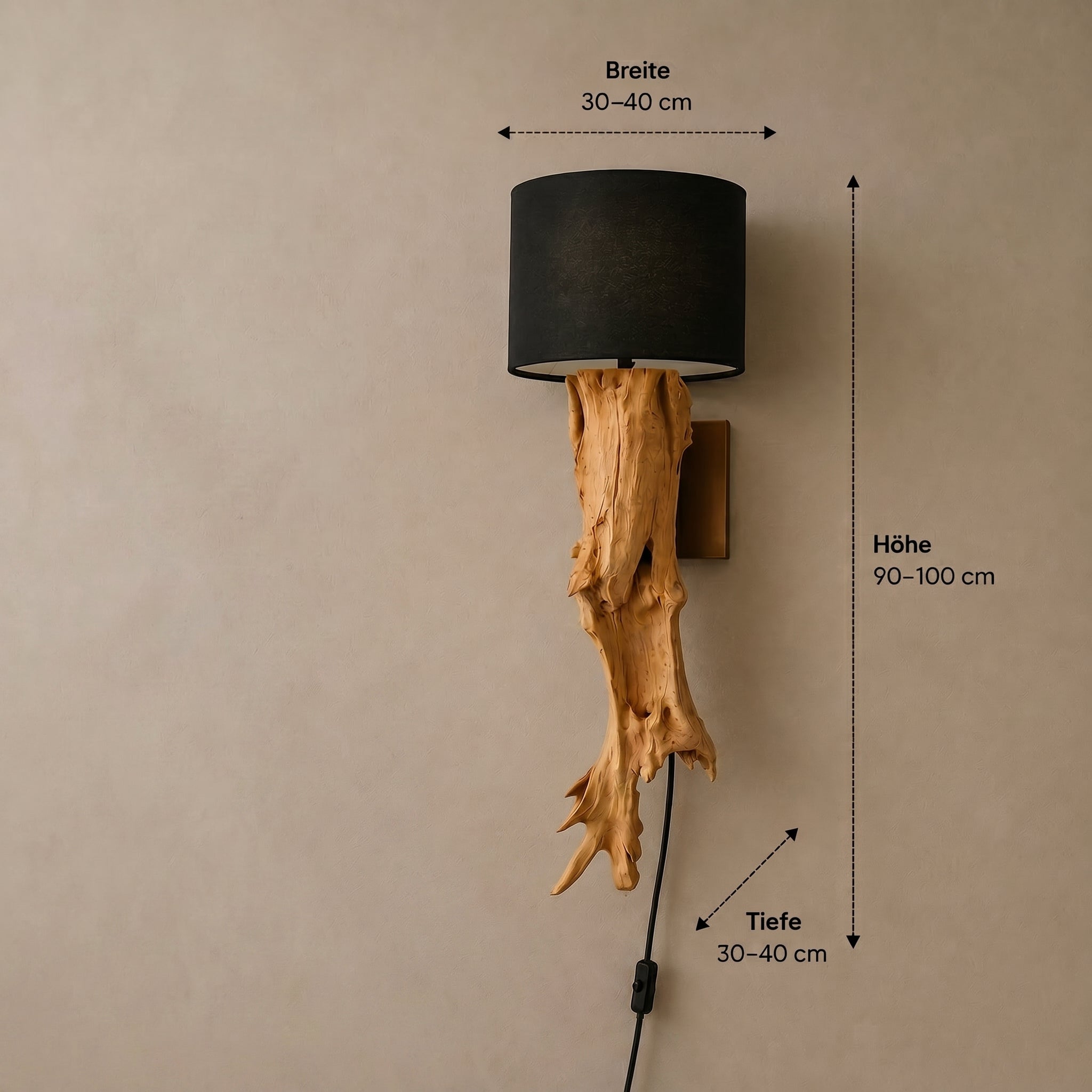 Teakholz Wand Lampe Ranting