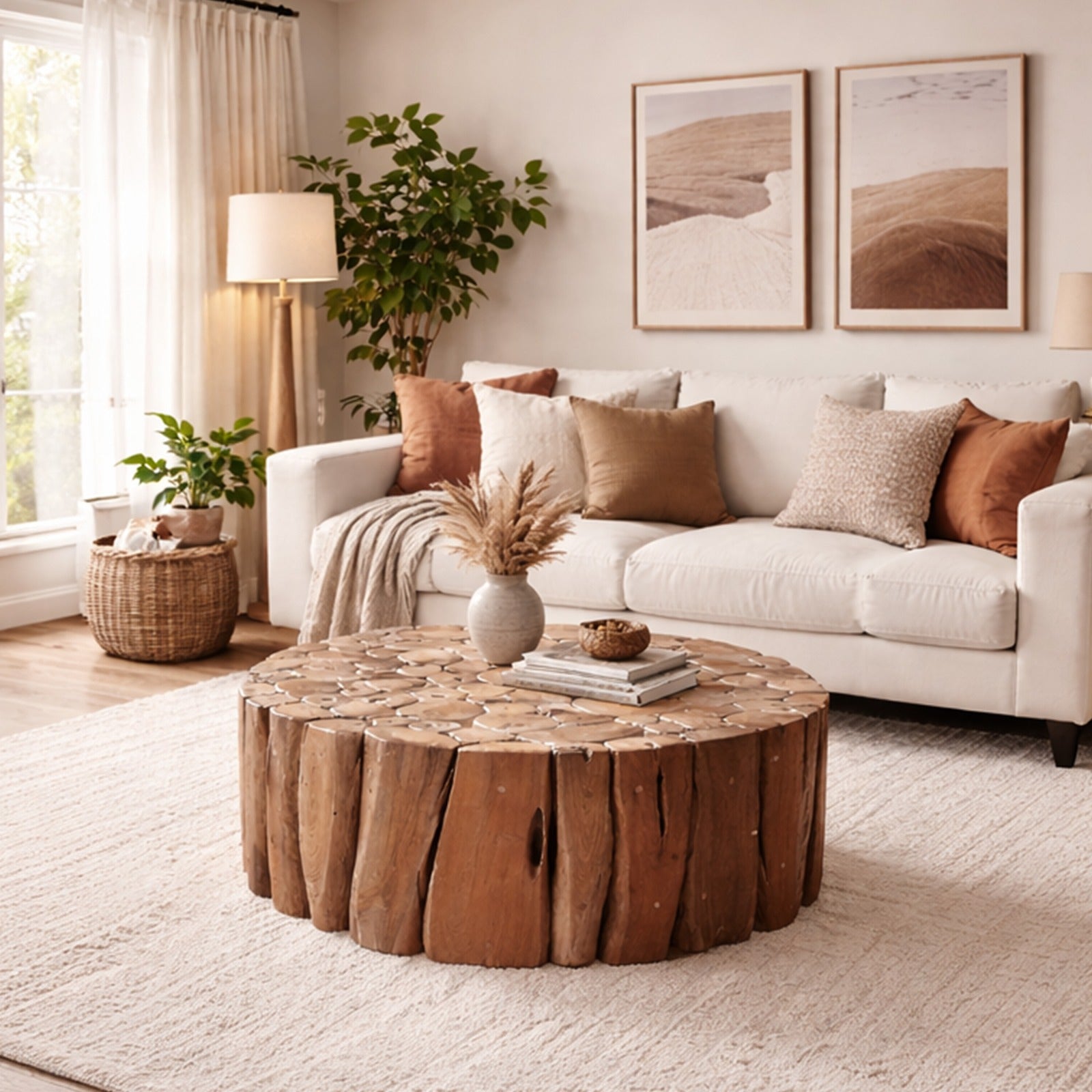 Massivholz Teak Couchtisch BEGA Ø 80 cm