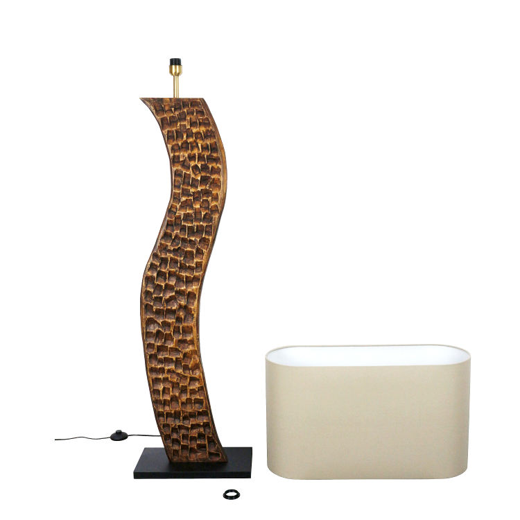 Handmade Stehlampe DELATIA 170cm Leinenschirm