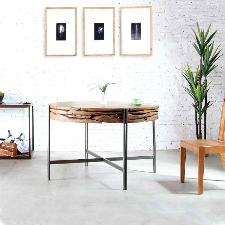 Teakholz Esstisch rund 120 cm