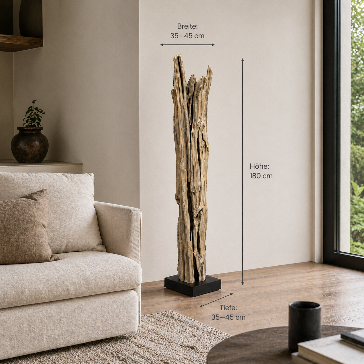 Teakholz Stehlampe ALMA | Höhe 180 cm