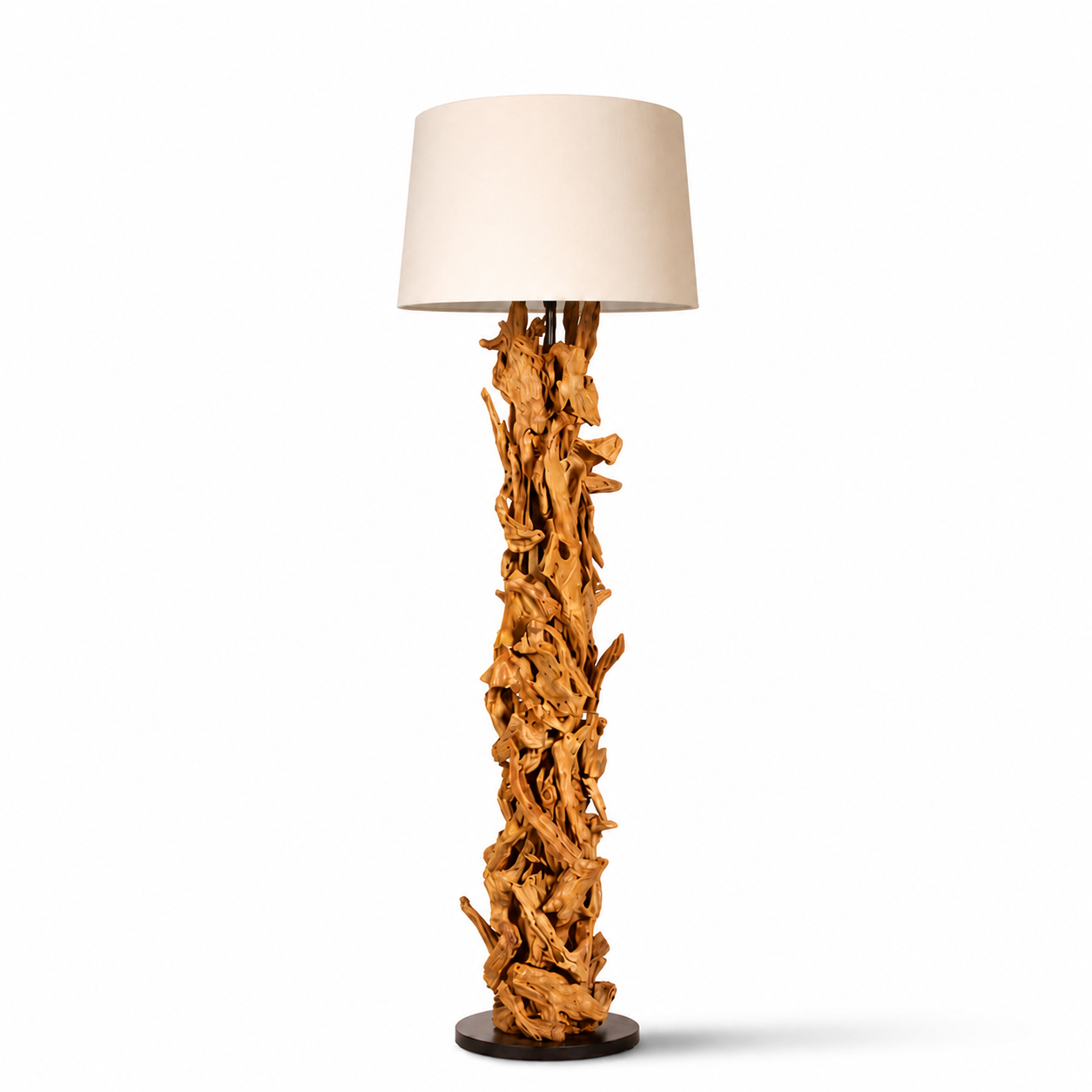 Stehlampe Treibholz CLEON | Höhe 165 cm | Lampenschirm Natur