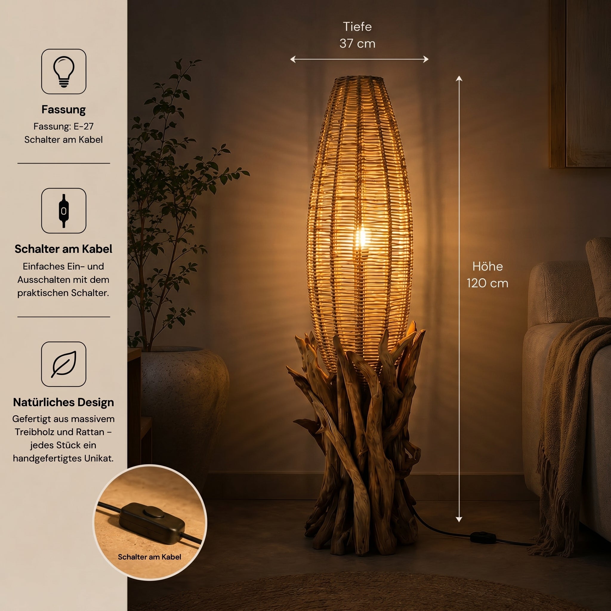 Treibholz Stehlampe VONDRO