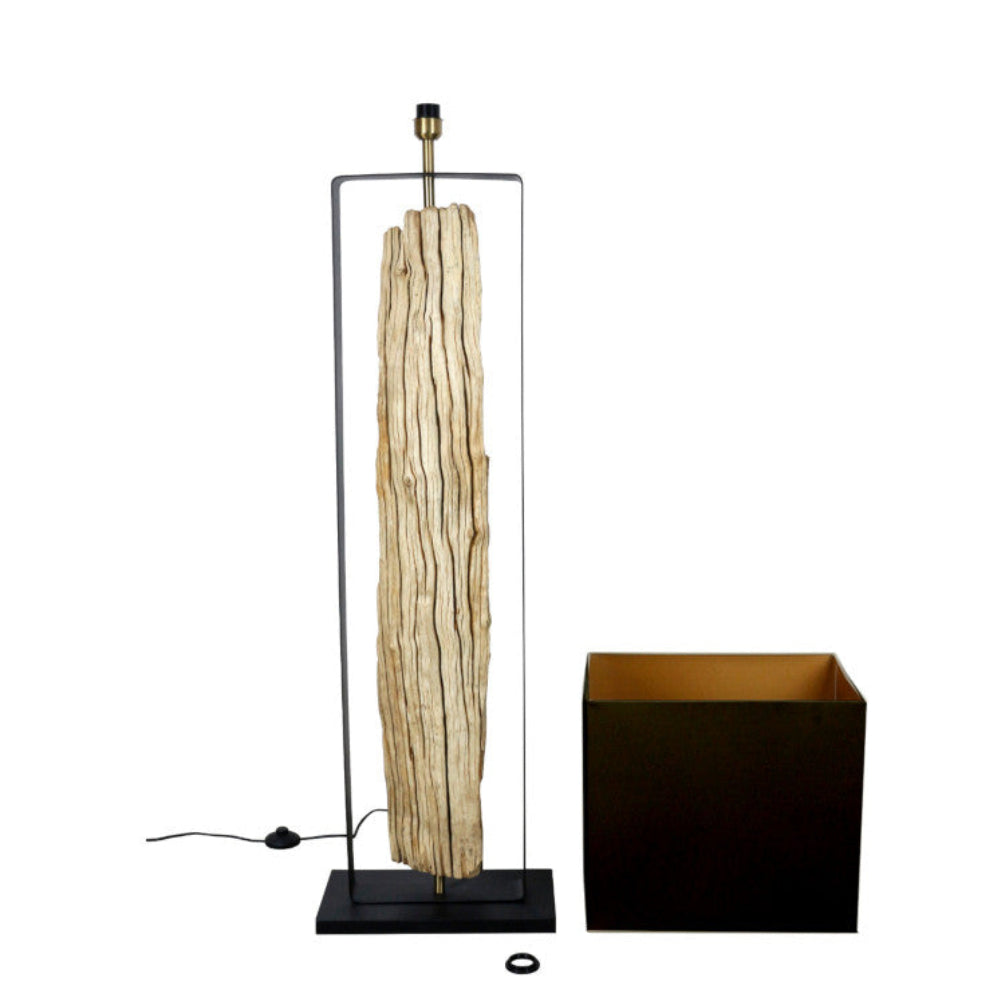 Holzlampe Metallrahmen