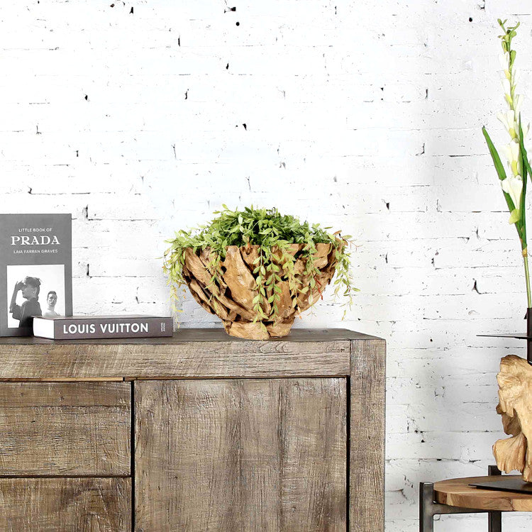 Teakholz 45cm rund Pflanzenkübel