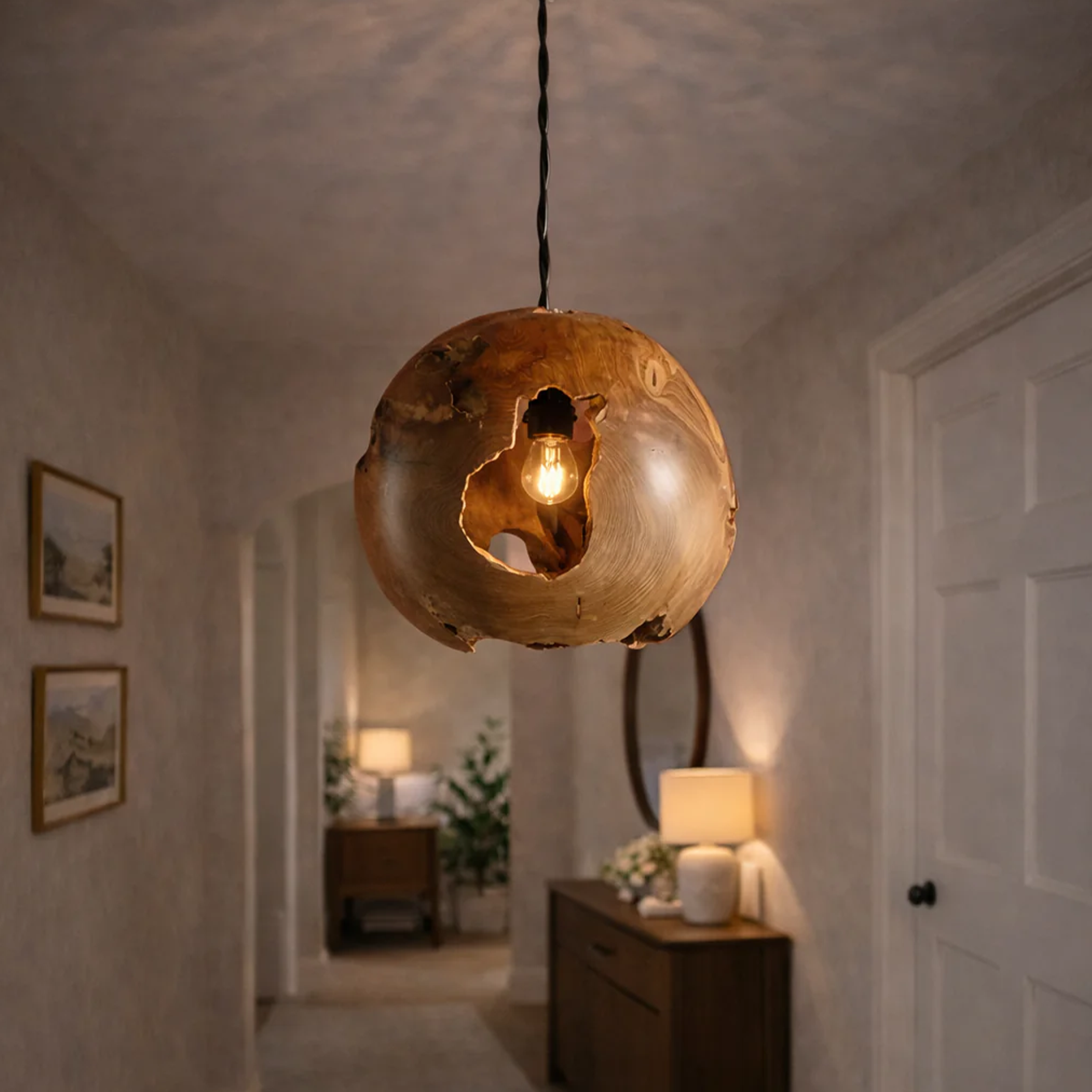 Wurzelholz Deckenlampe GEO