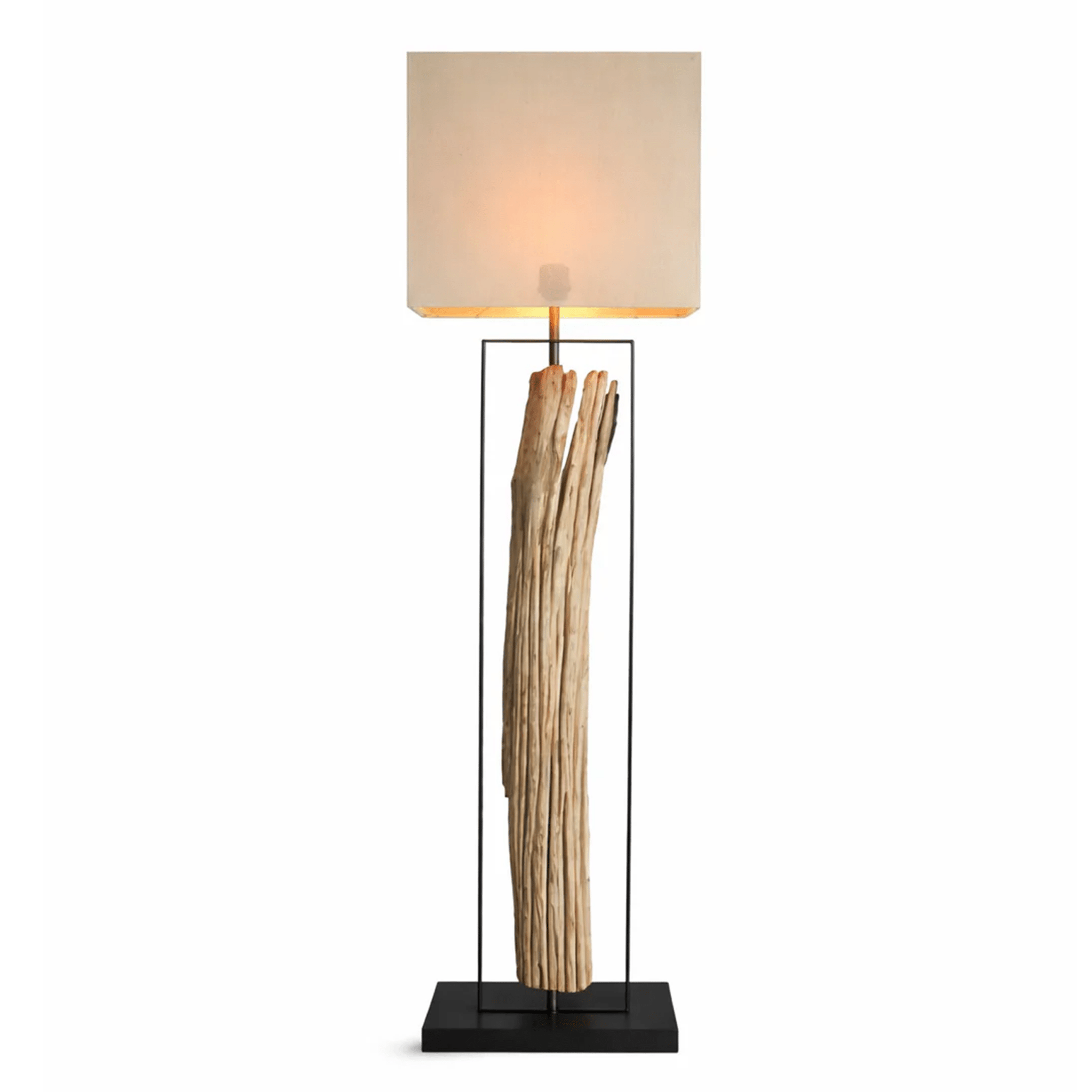 Designová stojací lampa WANA 165cm dřevěný kufr vč. přírodní stínidlo