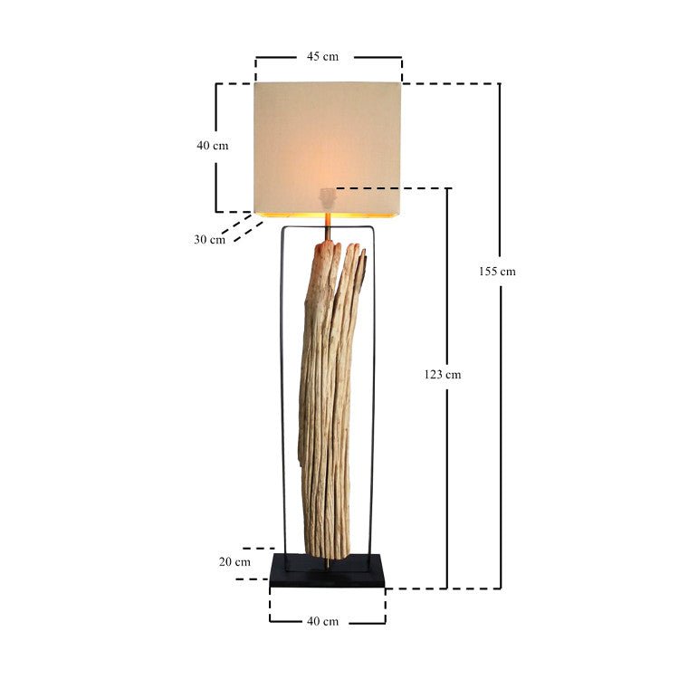 Designová stojací lampa WANA 165cm dřevěný kufr vč. přírodní stínidlo