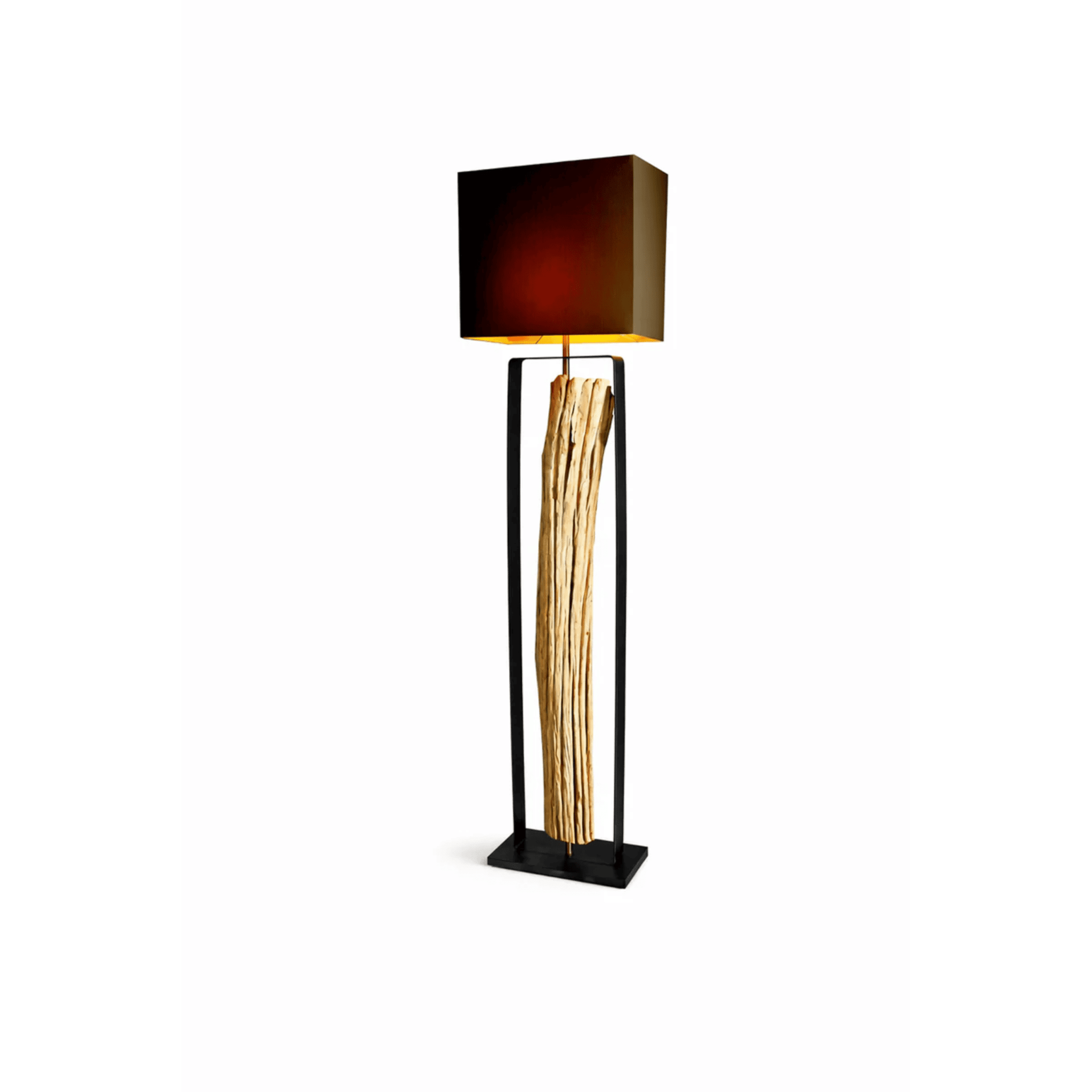 Designová stojací lampa WANA 165cm dřevěný kufr vč. černé stínidlo