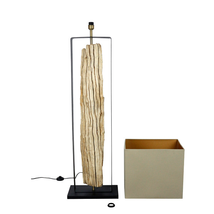 Design Stehlampe WANA 165cm Holzstamm inkl. Lampenschirm Natur