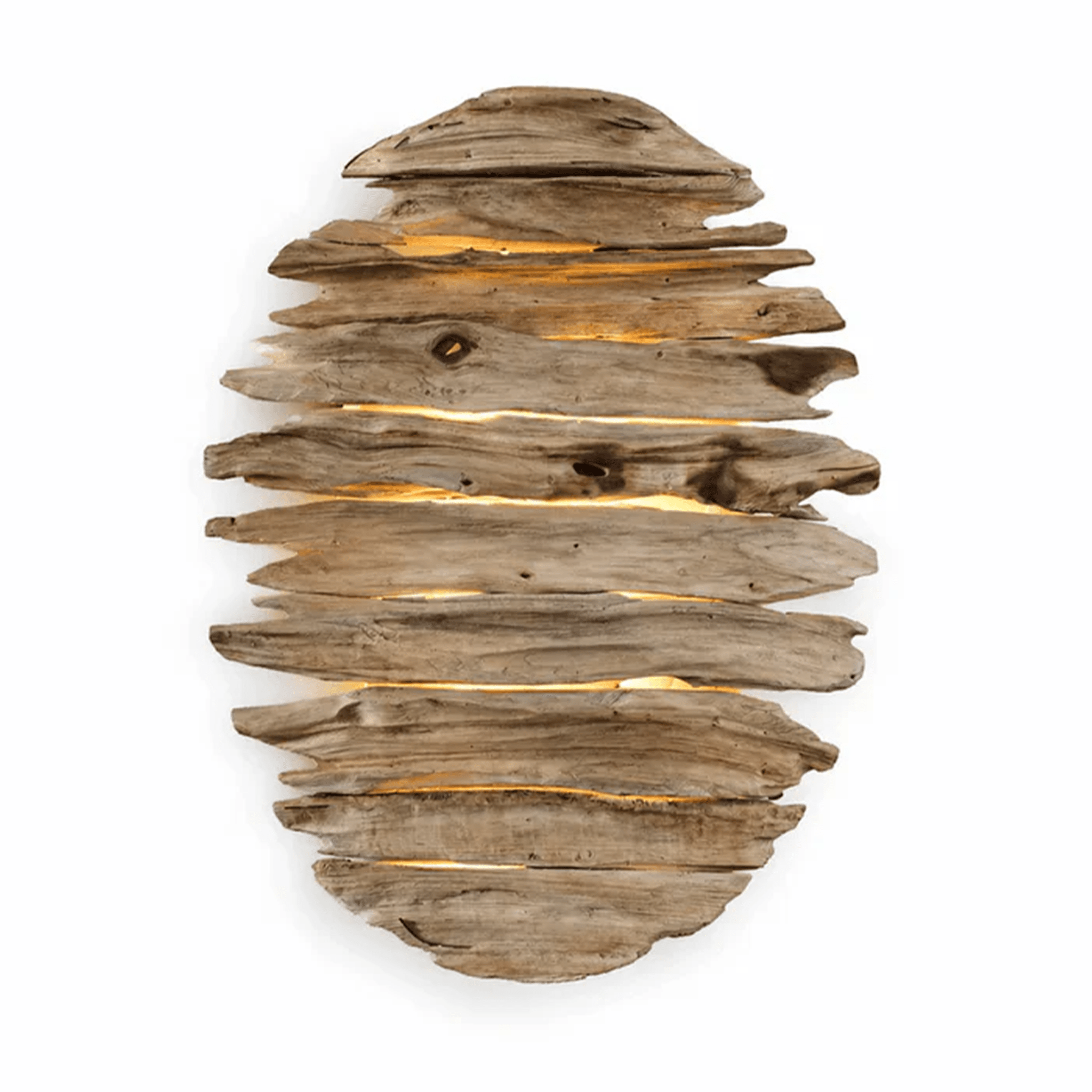 LED nástěnná lampa na naplavené dřevo Belmiro / ovál / 75 x 57 cm