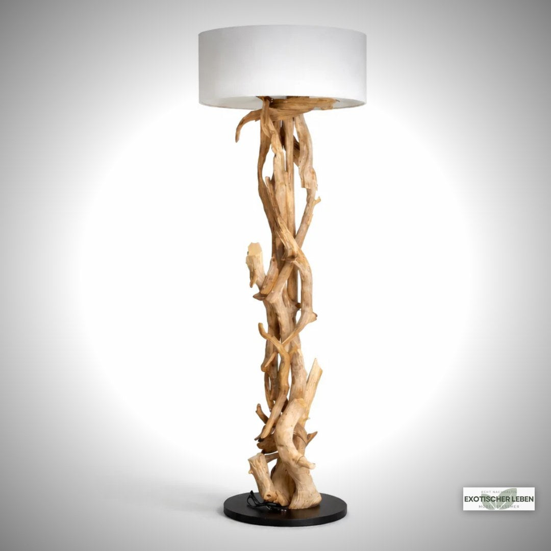 Stehlampe Teakholz BLUMA | Höhe 180 cm | inkl. Lampenschirm – Clean Showcase