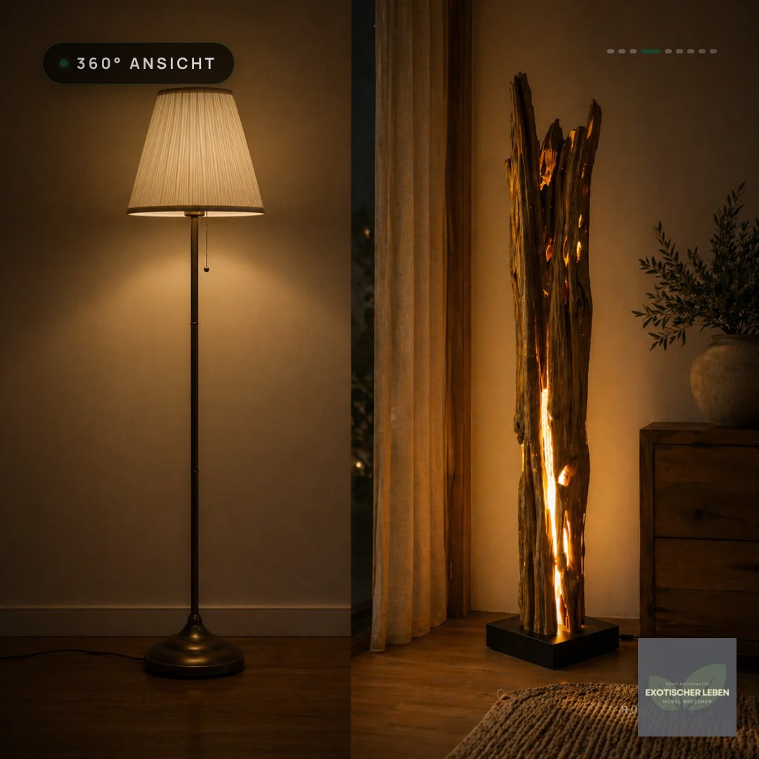 Teakholz Stehlampe ALMA | Höhe 180 cm