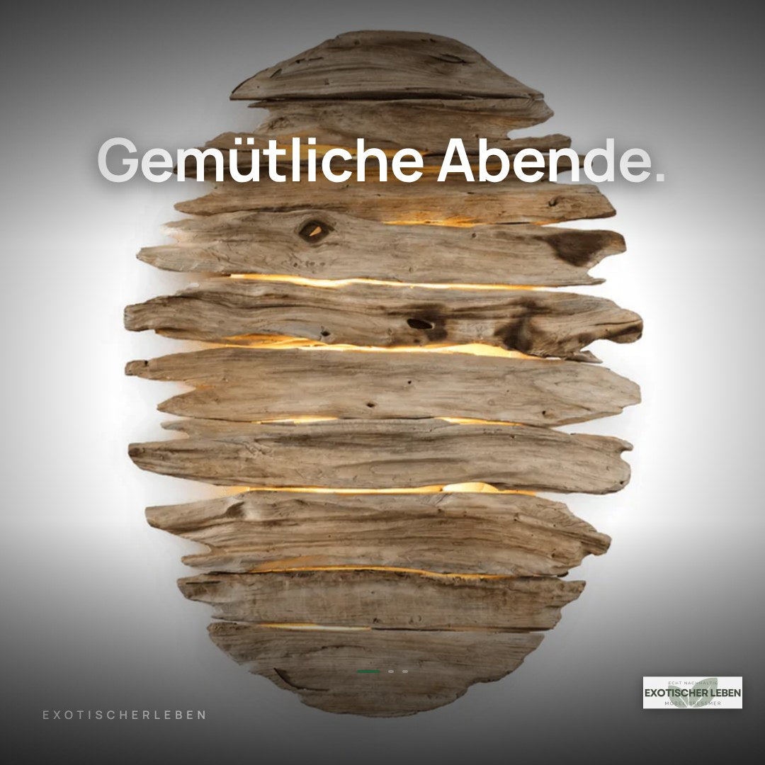 LED Treibholz Wandlampe Belmiro / Oval