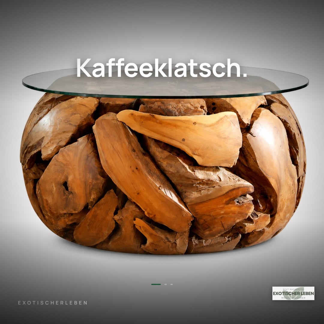Wohnzimmertisch XILON aus recyceltem Teakholz rund Ø 80 cm