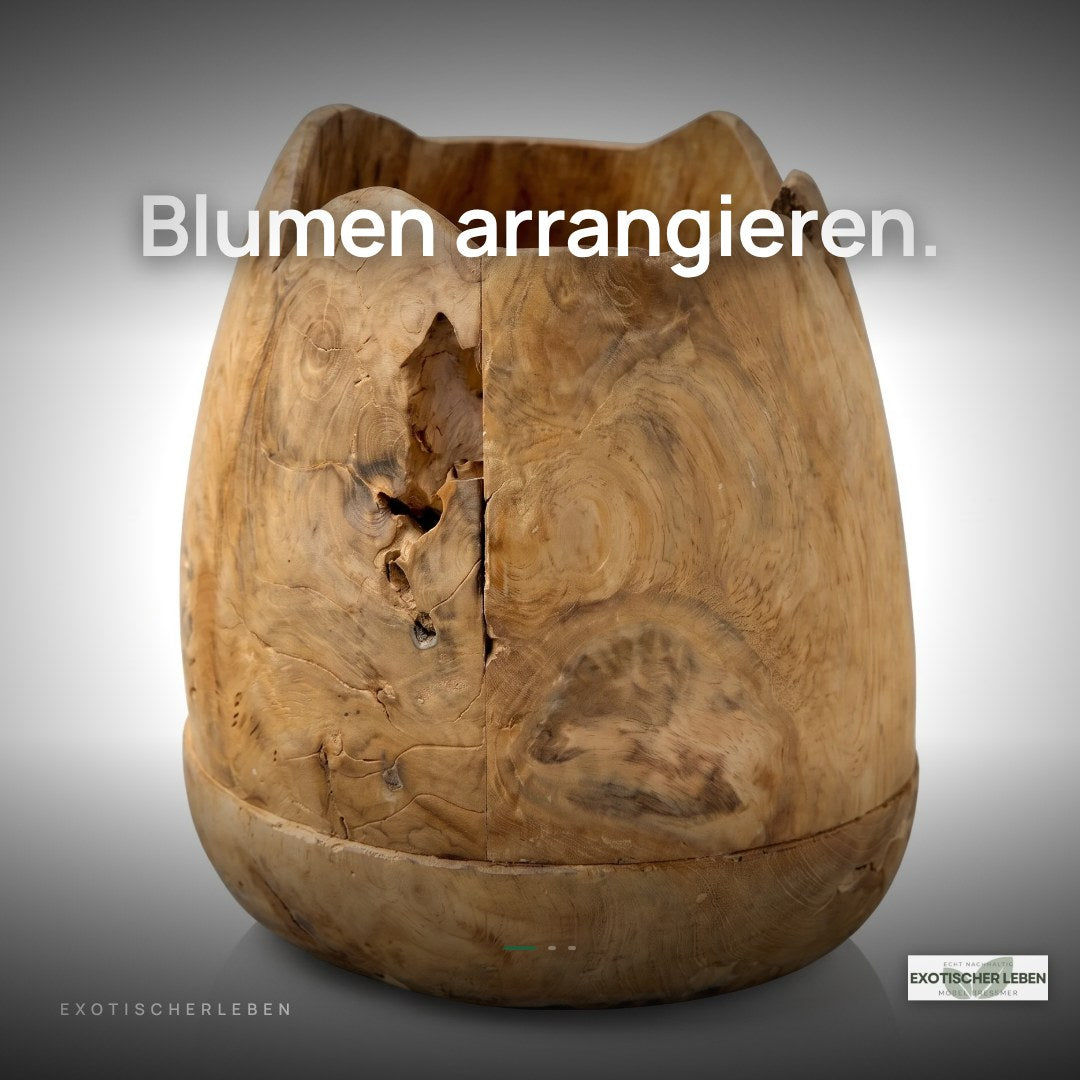 Teakholz Vase SAXON Höhe 35 cm