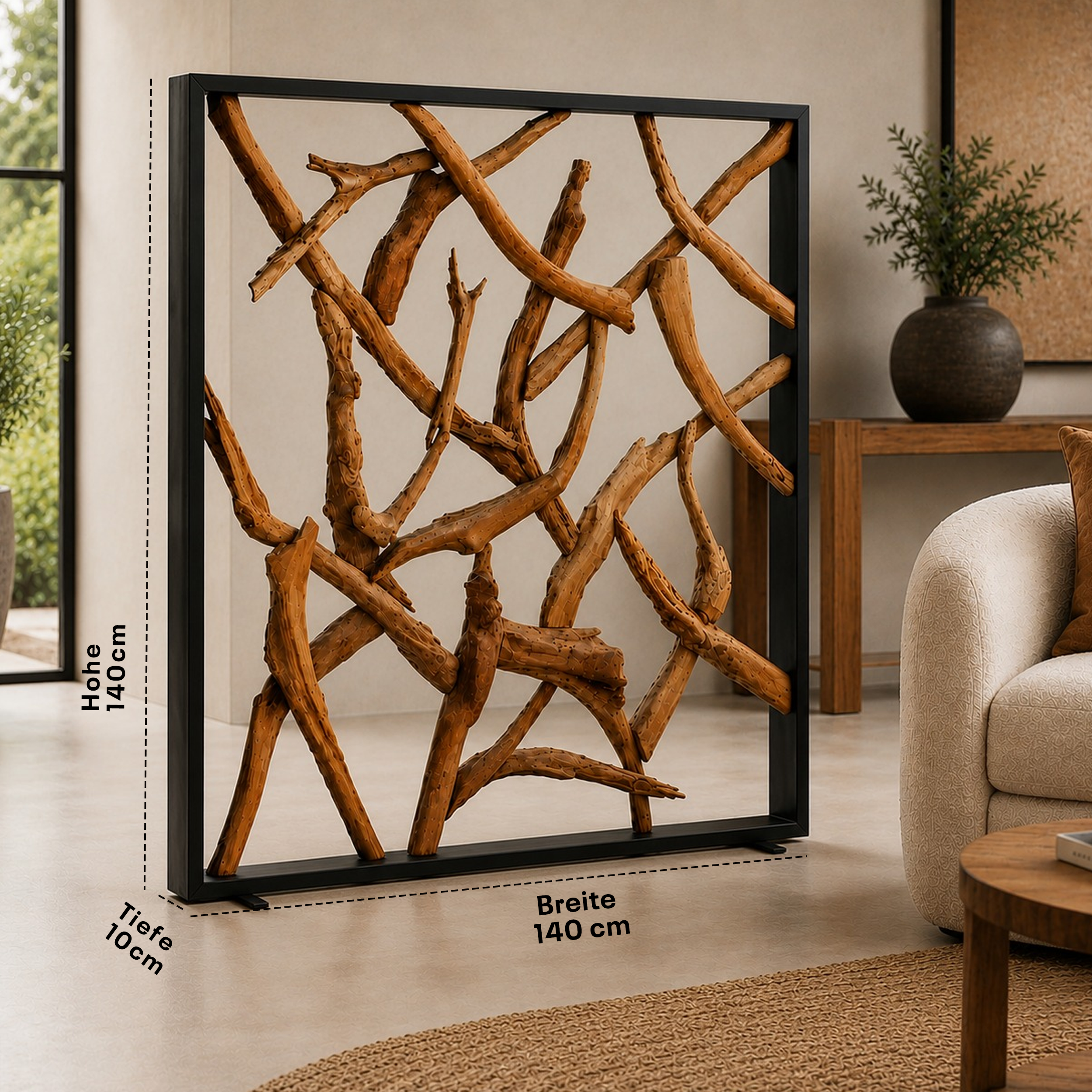 MAZE Raumteiler Teakholz 140cm x 140cm