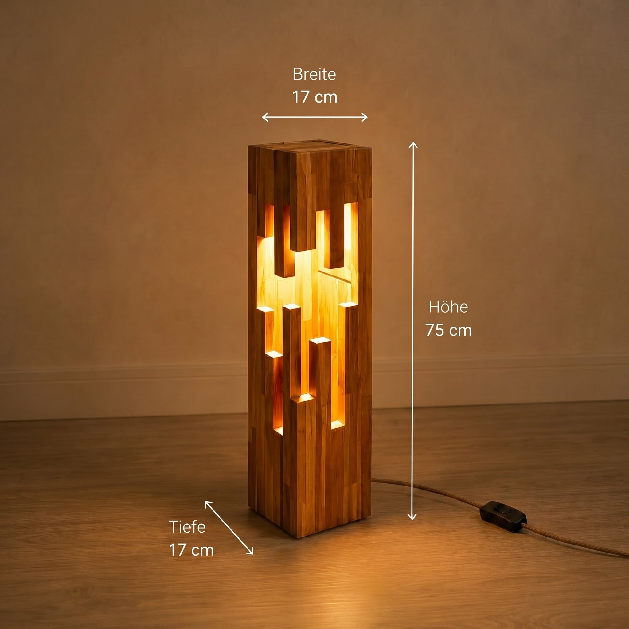 Dřevěné sloupové LED osvětlení STALAKTIT - výška 75 cm