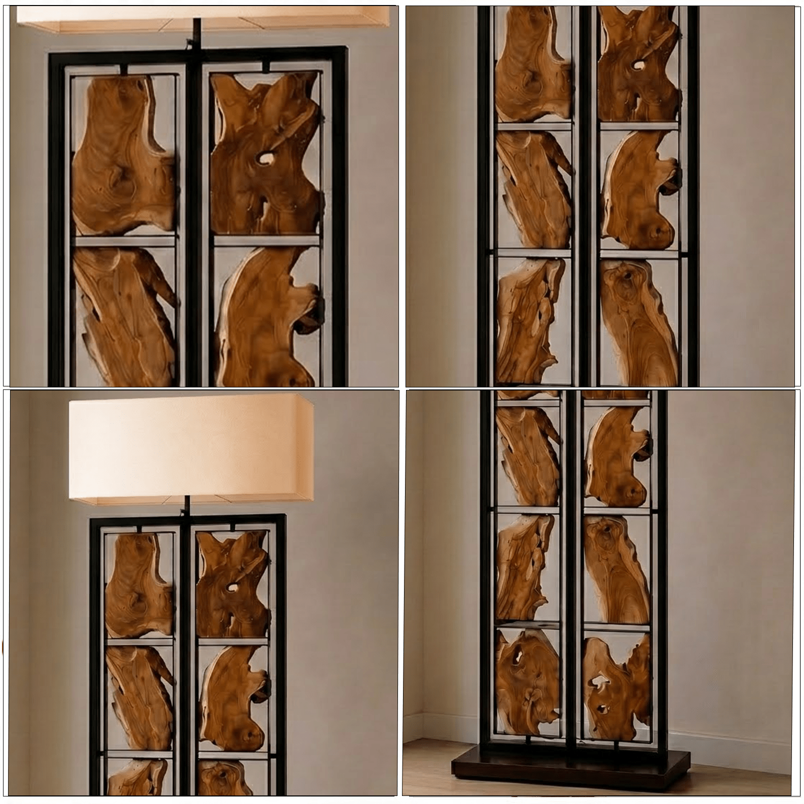 Lampa podłogowa z drewna tekowego RUBIX | Wysokość 170cm