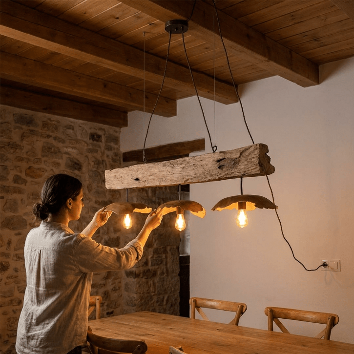 Teakové stropní svítidlo FLORENT 130 cm