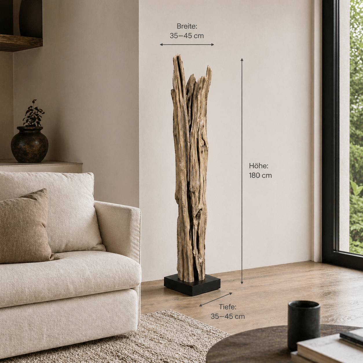 Teaková stojací lampa ALMA | Výška 180 cm
