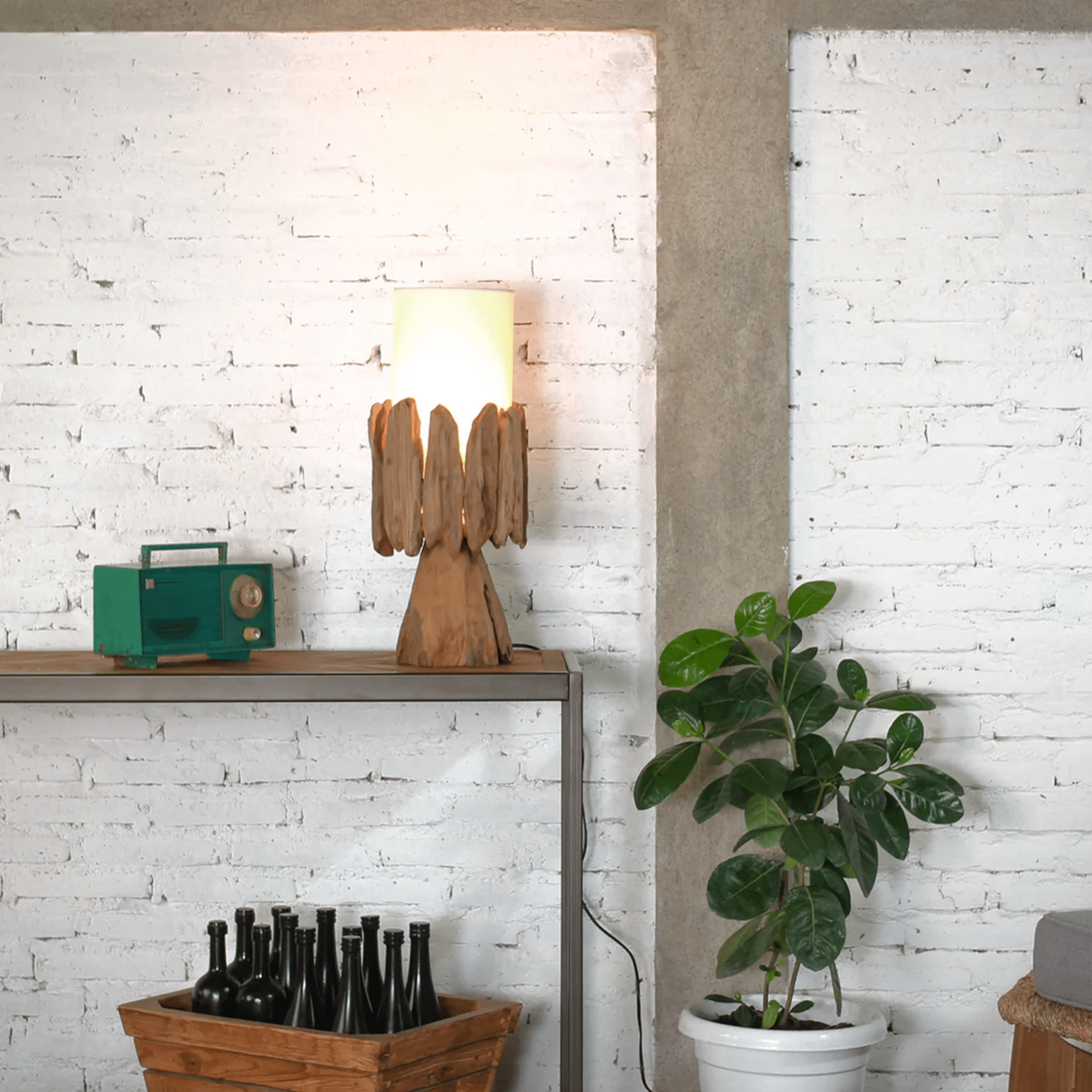 Stolní kořenová lampa Belmiro výška 55 cm | Příroda stínidla
