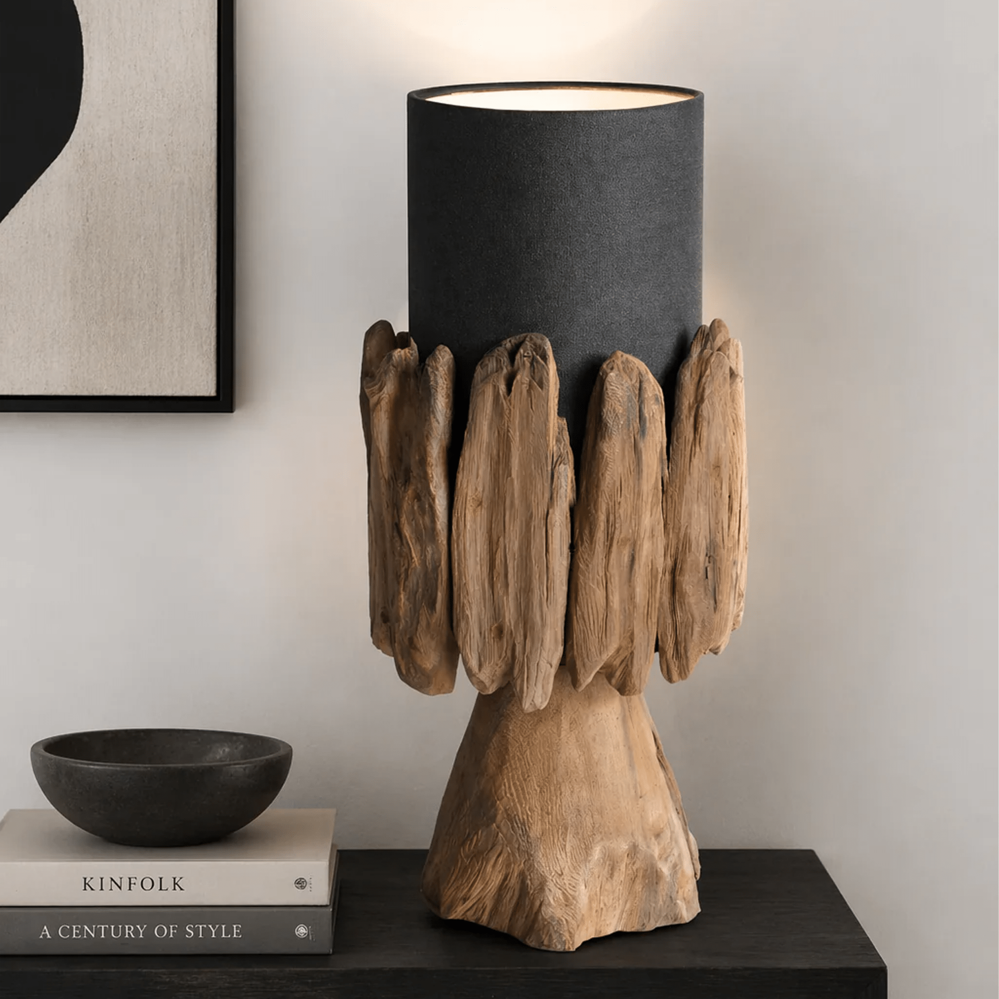 Stolní kořenová lampa Belmiro výška 55 cm | Černé stínidlo