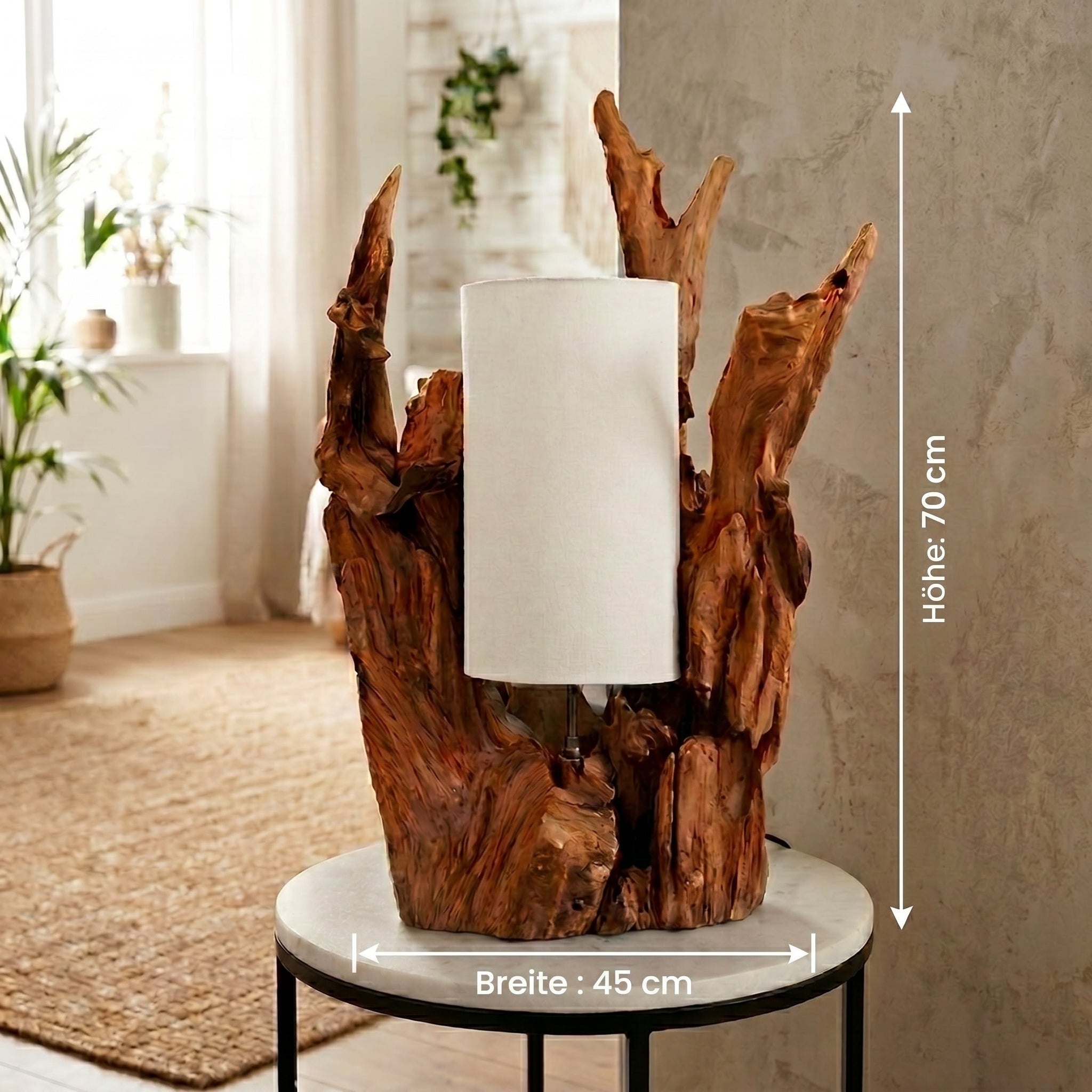 Lámpara de mesa raíz BION altura 70 cm | Pantalla: Natural