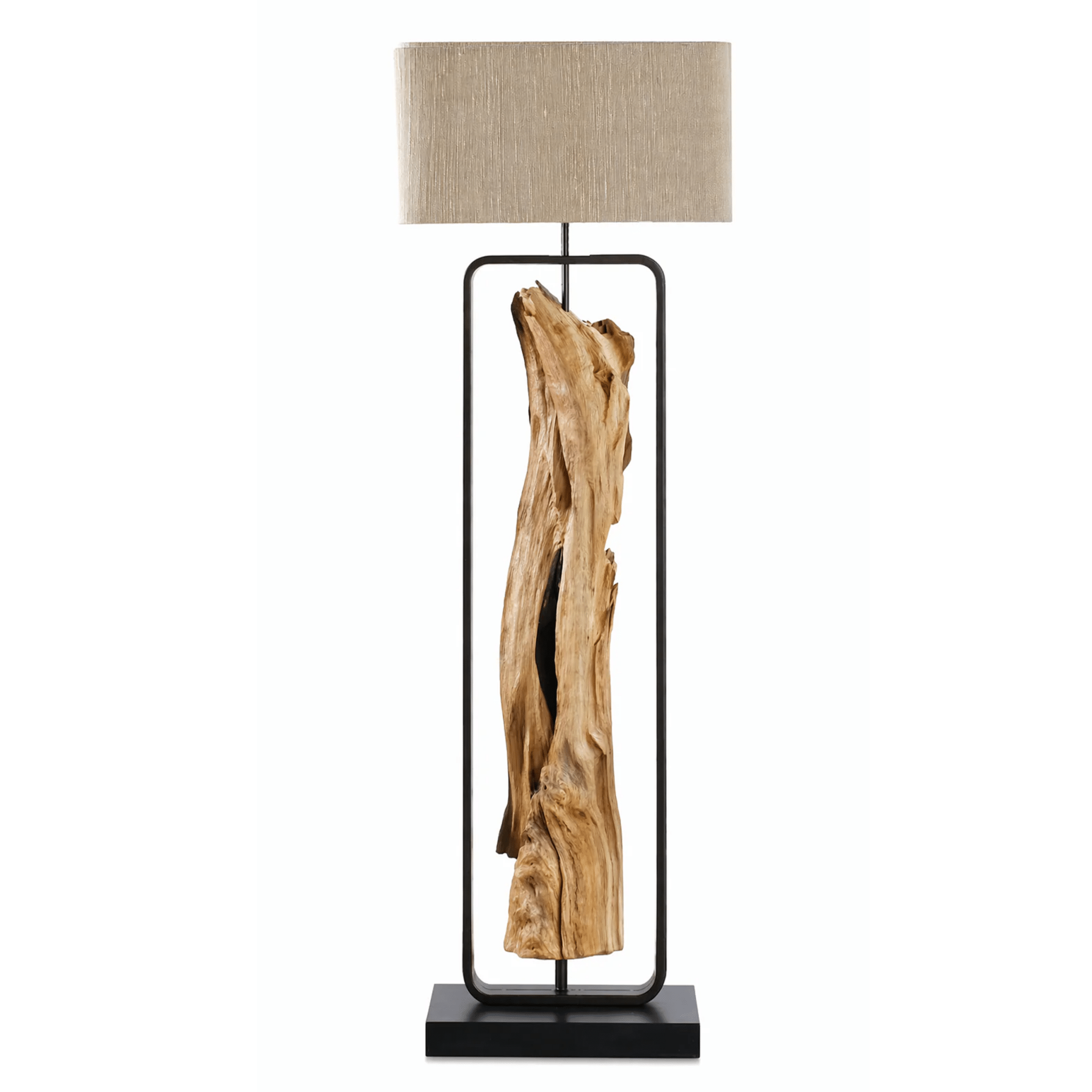 Stojací lampa z Driftwood olivová 192 cm, přírodní stínidlo