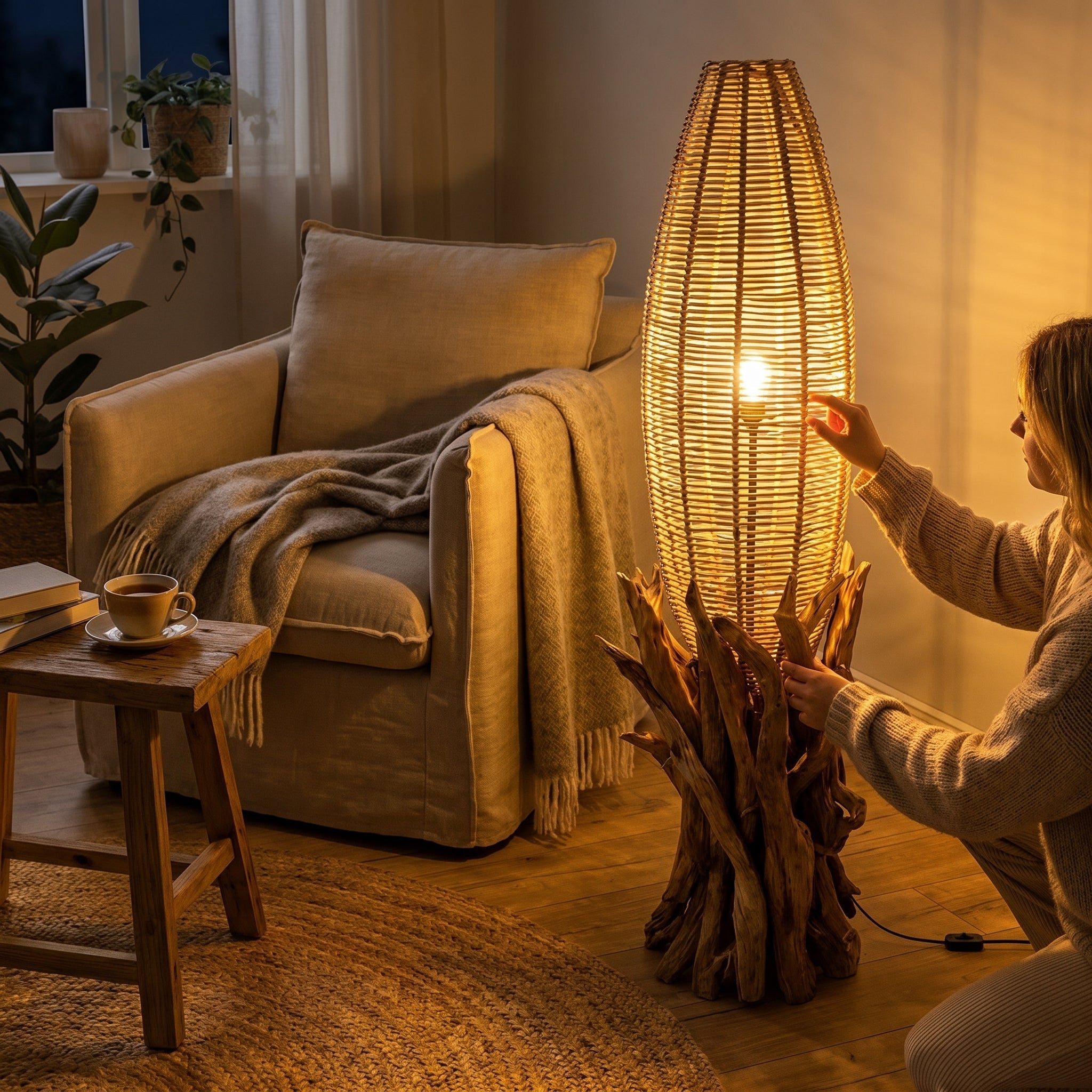 Stojací lampa z naplaveného dřeva VONDRO