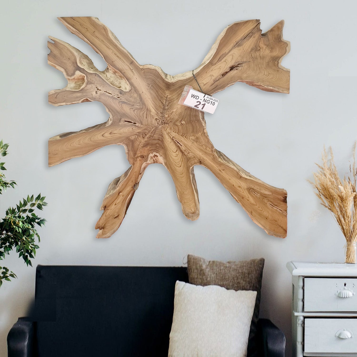 Nástěnná malba NAGA 100cm x 100cm z teakového dřeva