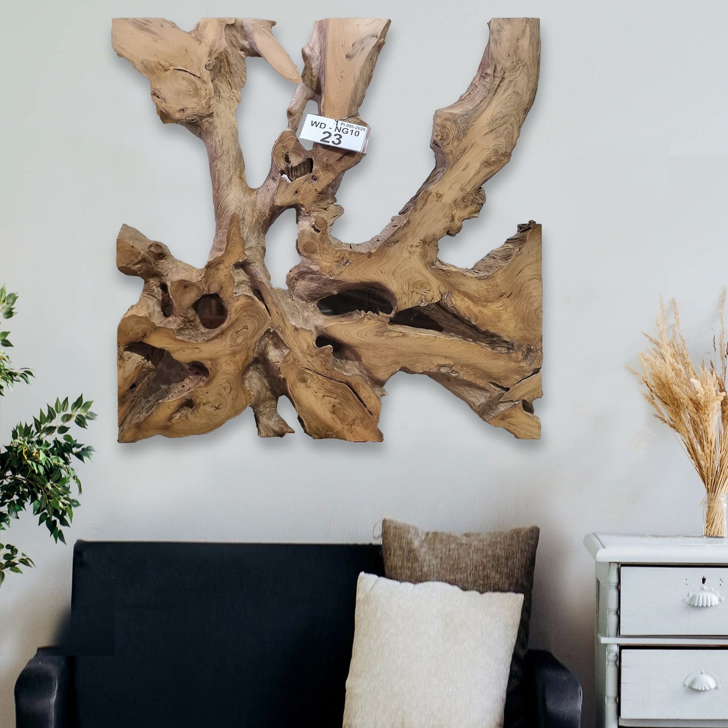 Nástěnná malba NAGA 100cm x 100cm z teakového dřeva