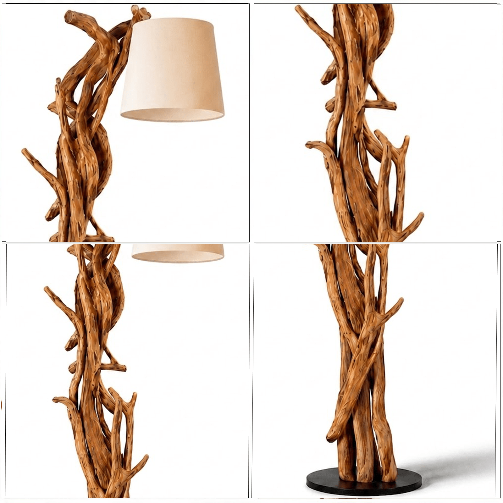 Wurzel Holz Lampe MORGAN inkl. Lampenschirm Natur