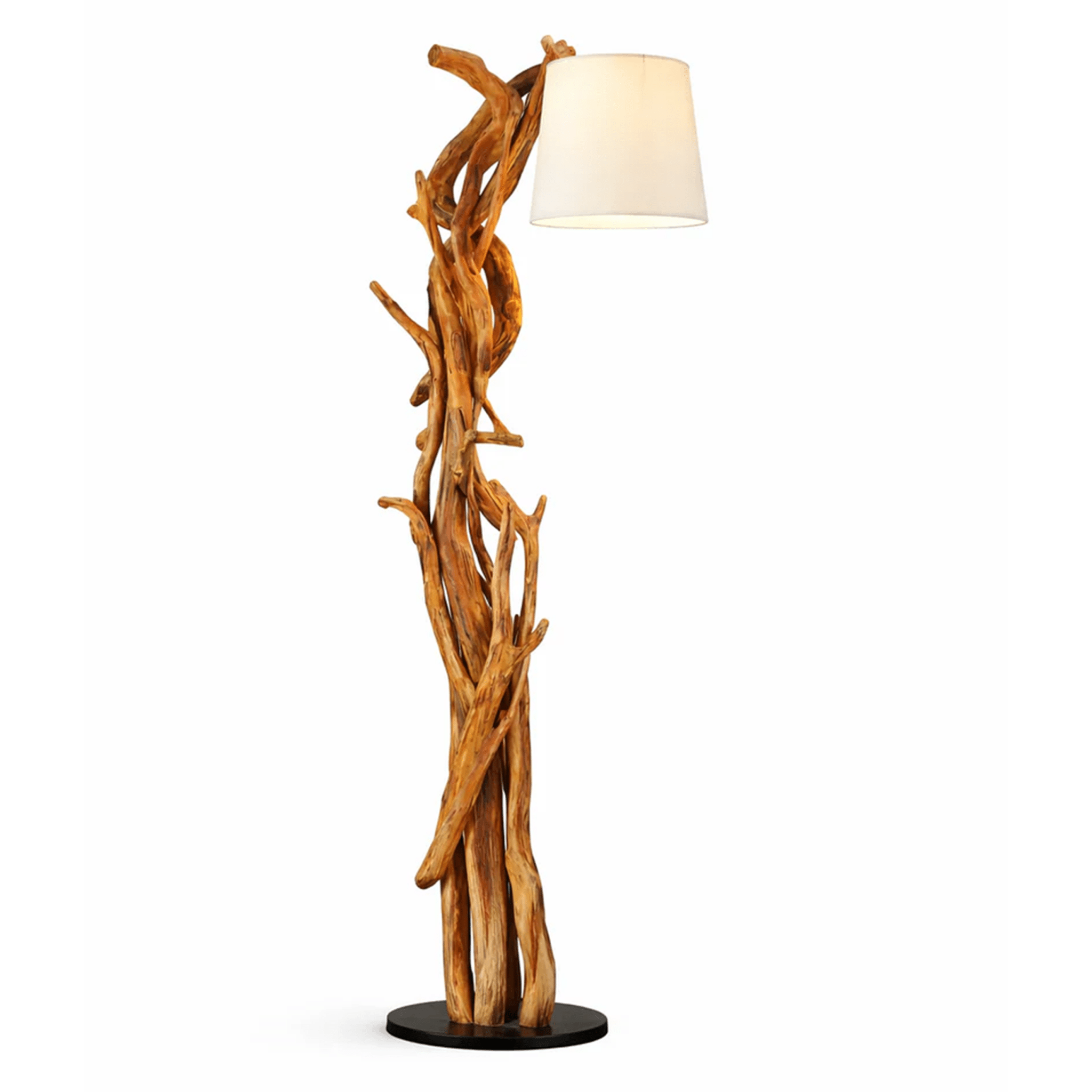 Kořenová dřevěná lampa MORGAN vč. přírodní stínidlo