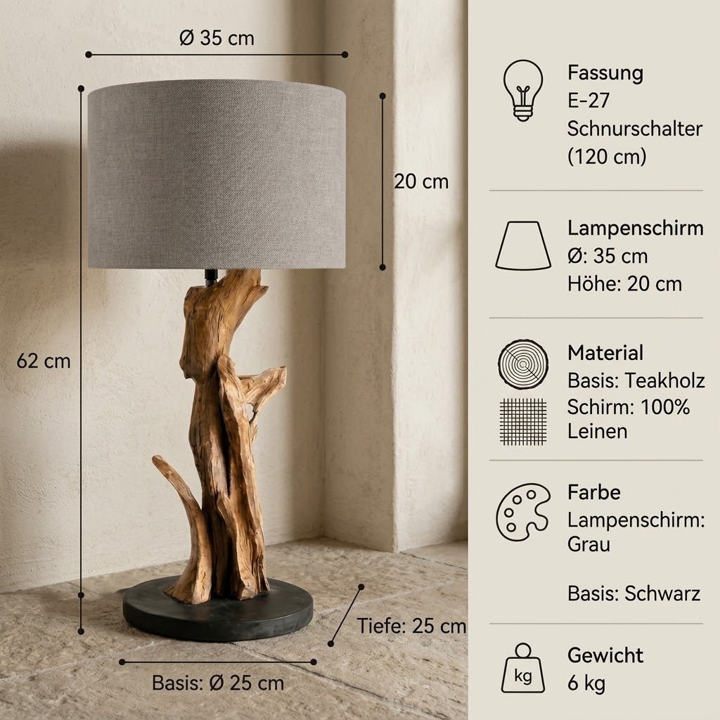 Wurzel Tischlampe IKAL XS | Höhe 62 cm inkl. Lampenschirm