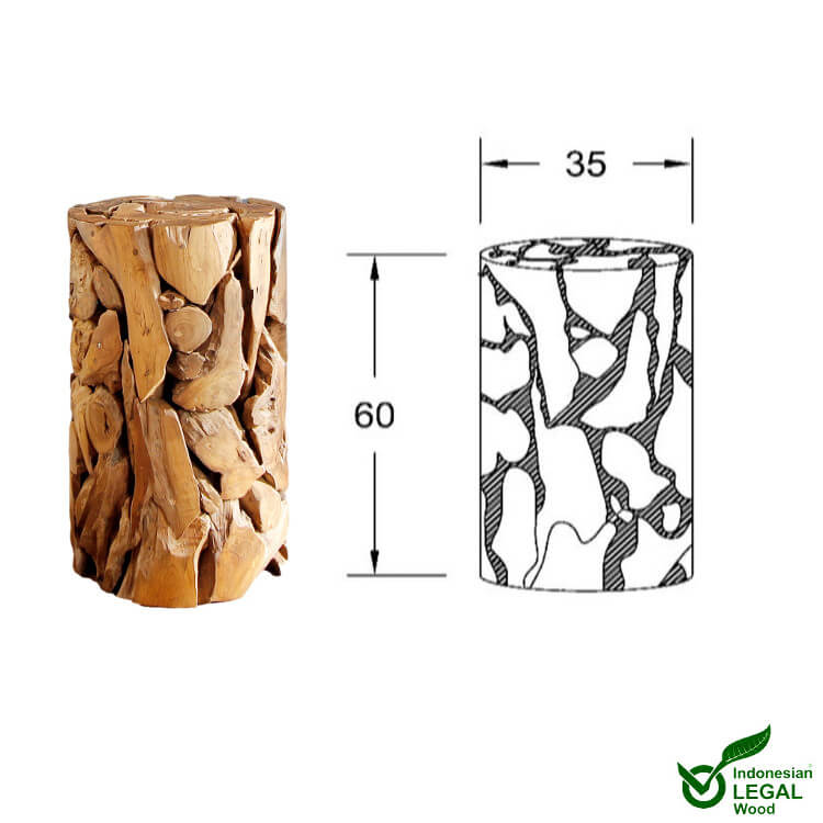 Holzsäule aus Teak 60 cm von Exotischerleben