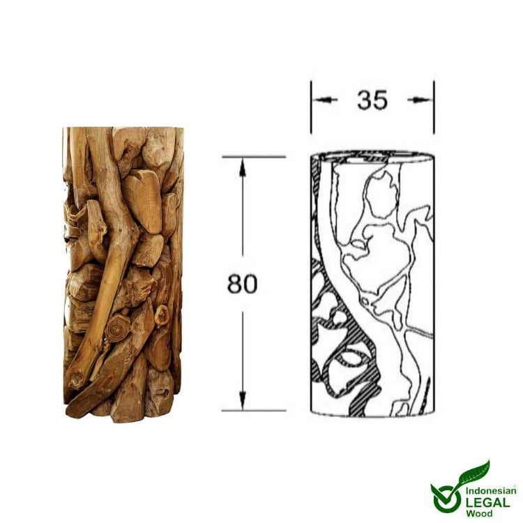 Teak Säule Podest 80 cm Höhe von Exotischerleben